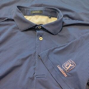 TurtleSon Polka Dot Golf Polo Performance Large Blue AOP PGA Logo